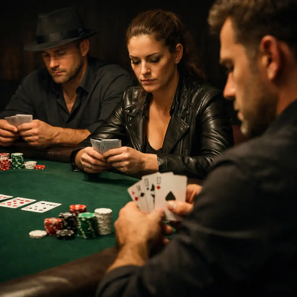 Close-up of hands and physical cards during a face-to-face poker game at Poker Hall Kakadu