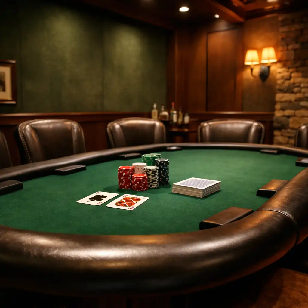 Poker Room set up for a private poker event with a single table and chairs